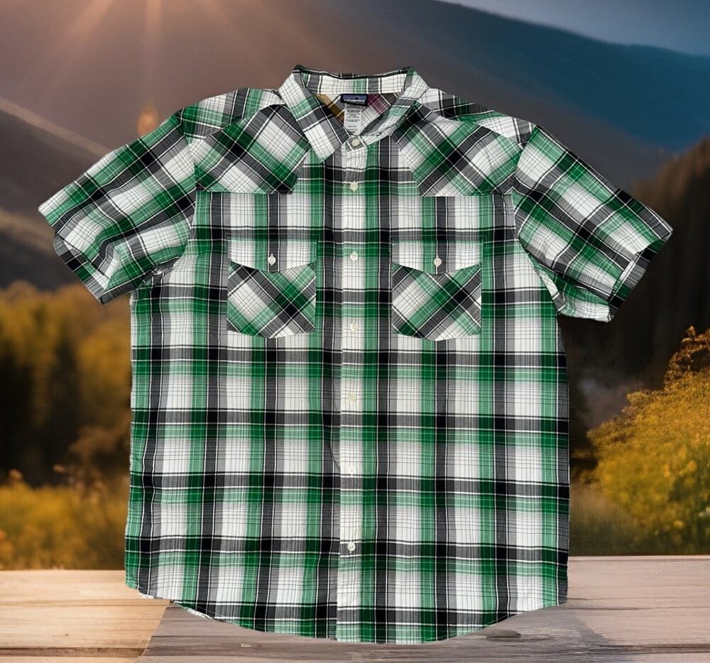 Patagonia Shirt ORGANIC COTTON *Green & White* Men's Size XL